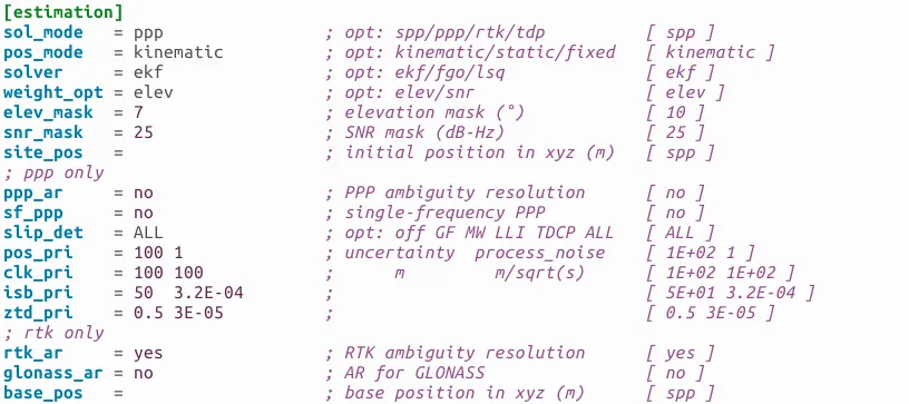The estimation section of pppx.ini